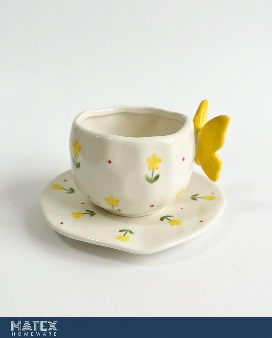 ArtisticFlower Mug & Saucer Set