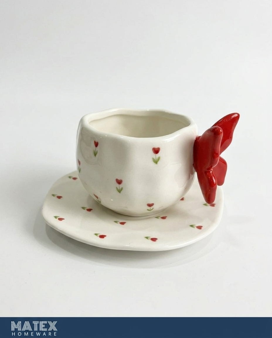 ArtisticFlower Mug & Saucer Set