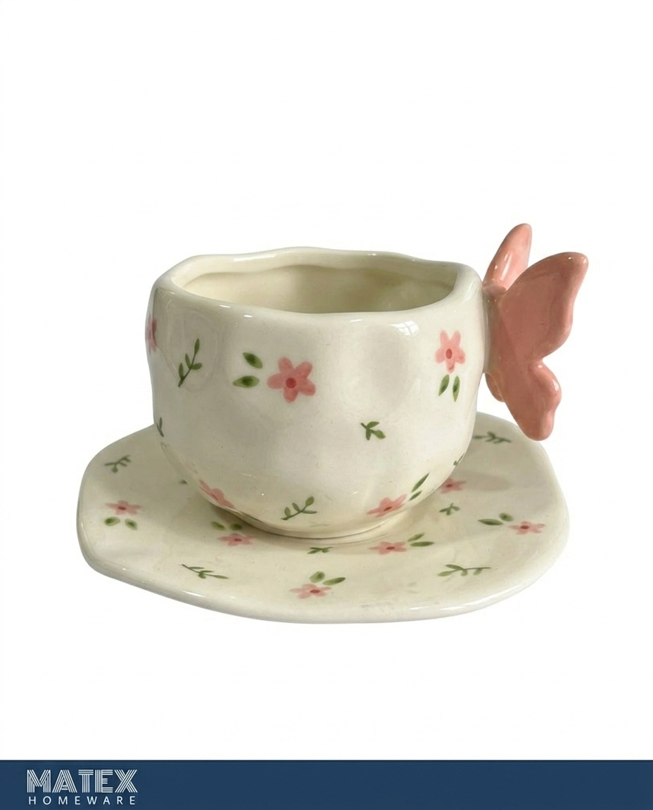 ArtisticFlower Mug & Saucer Set