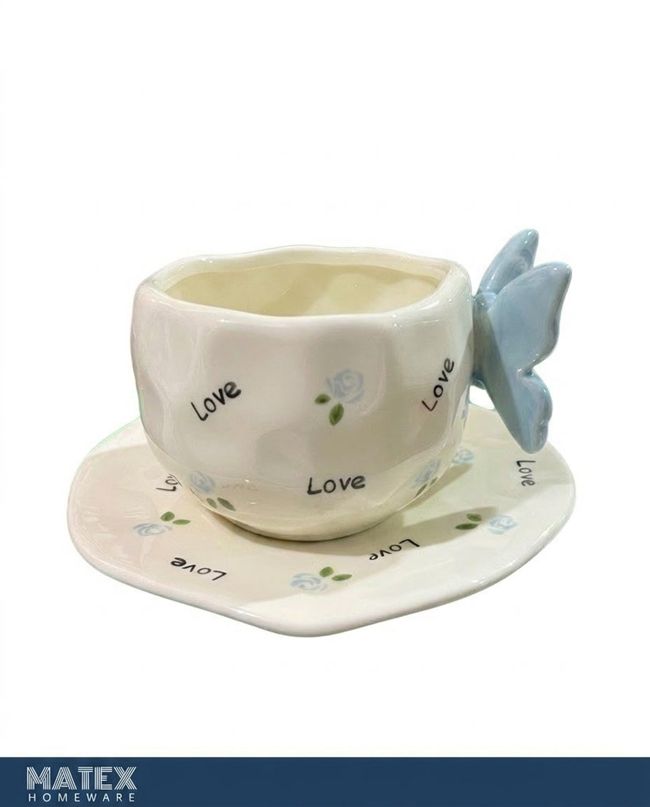 ArtisticFlower Mug & Saucer Set