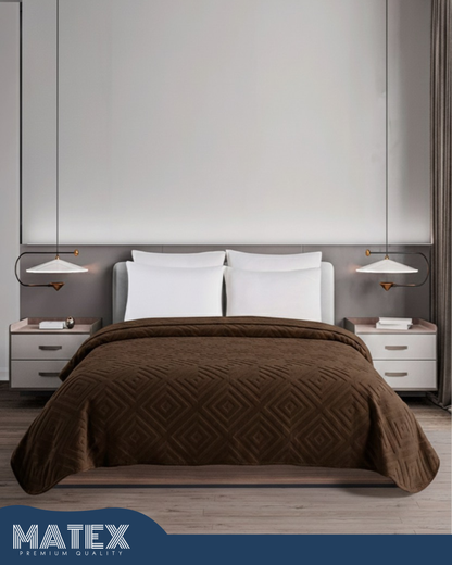 Mumbay Blanket | 220x240 King Dark-Brown Embossed