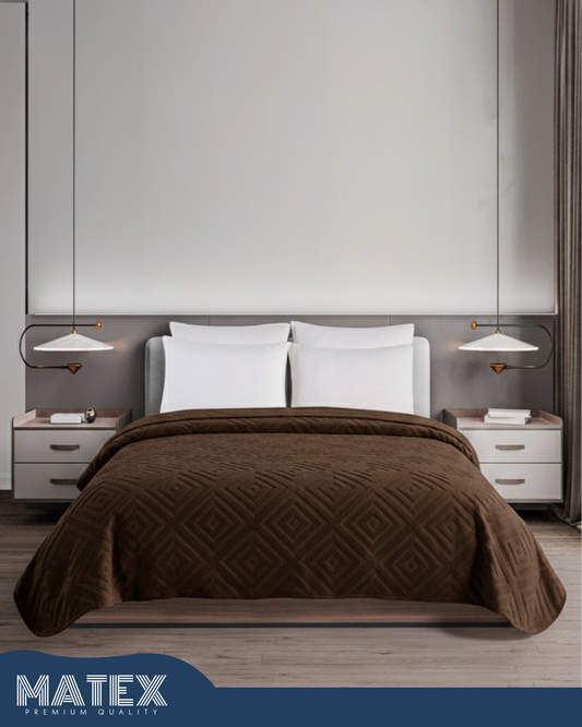 Mumbay Blanket | 220x240 King Dark-Brown Embossed