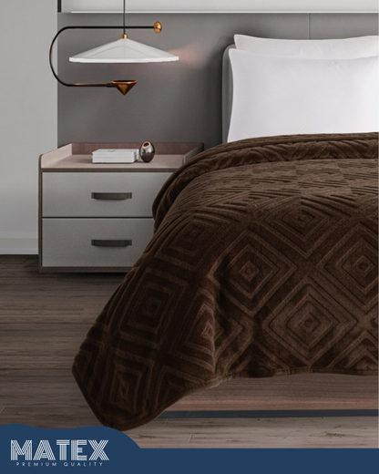 Mumbay Blanket | 220x240 King Dark-Brown Embossed