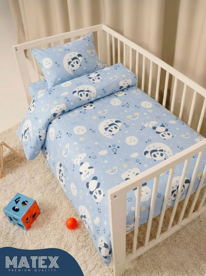 Blue Bear theme Baby Bed Crib Set 100% Cotton