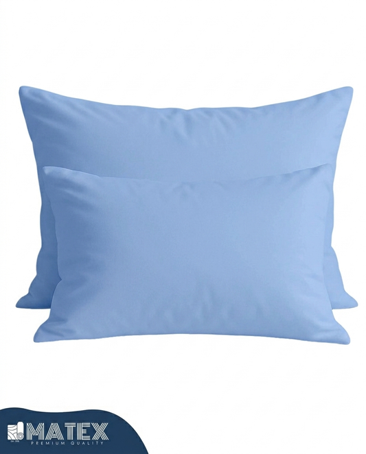 Powder Blue Cotton Pillow Case - Envelope Enclosure - 2 Pack