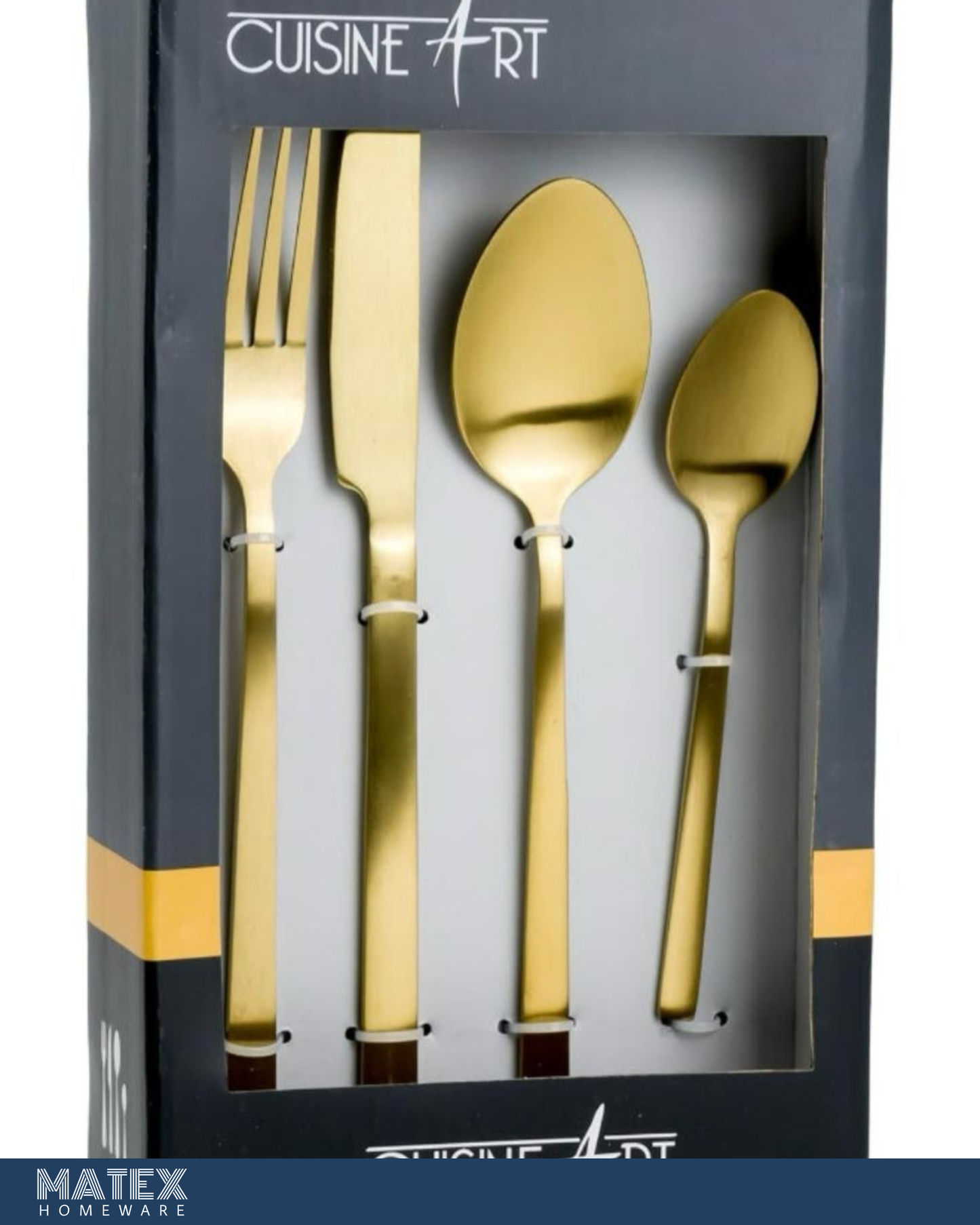 16-Piece Cutlery Set - Elegant Gold Stainless Steel Flatware