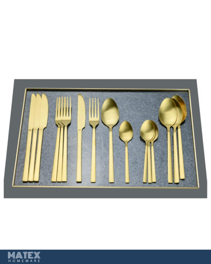 16-Piece Cutlery Set - Elegant Gold Stainless Steel Flatware