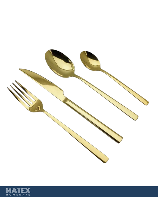 Stainless Steel Cutlery Set Shiny Gold 16 PCS