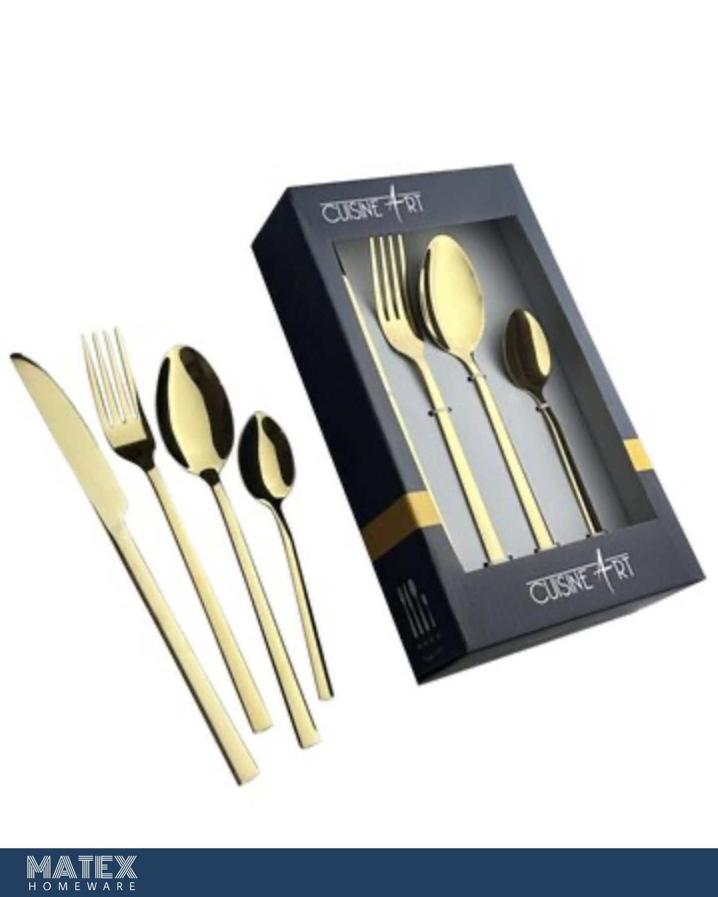 Stainless Steel Cutlery Set Shiny Gold 16 PCS