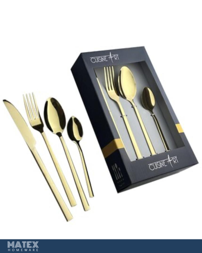 Stainless Steel Cutlery Set Shiny Gold 16 PCS