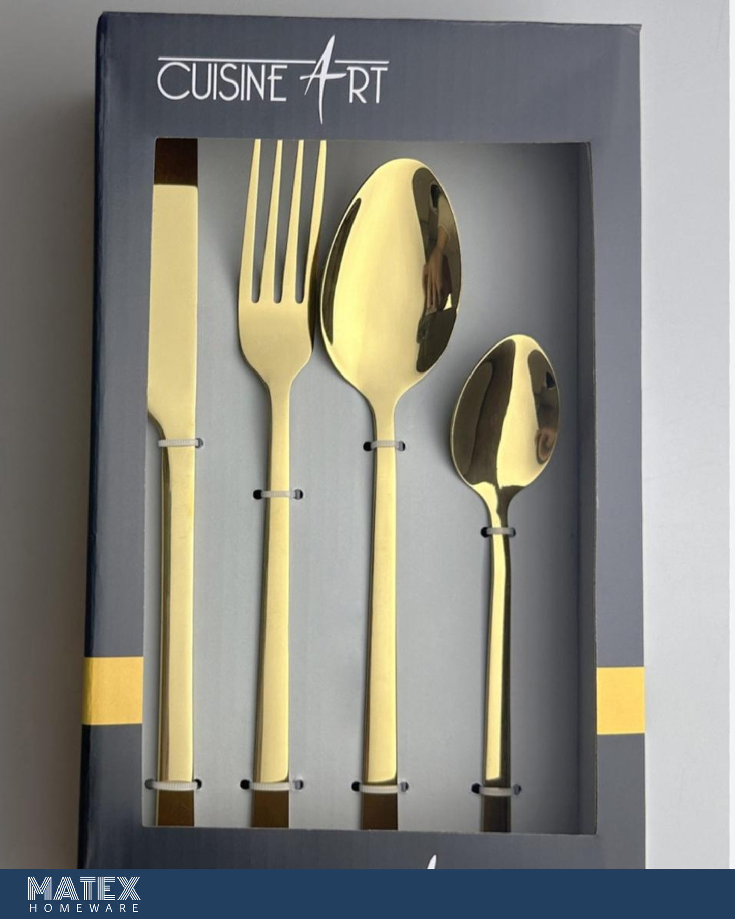 Stainless Steel Cutlery Set Shiny Gold 16 PCS