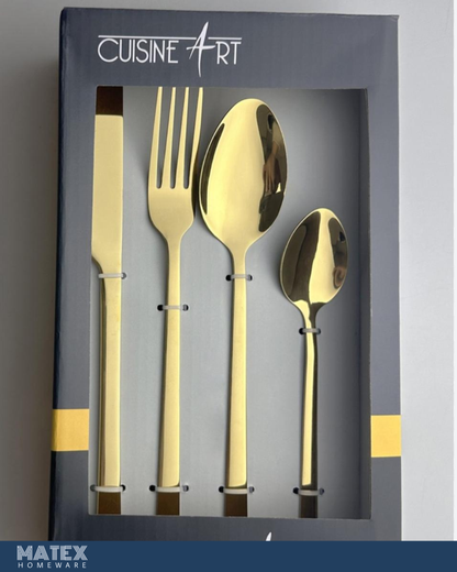 Stainless Steel Cutlery Set Shiny Gold 16 PCS