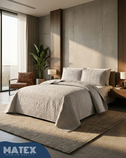 Velora Luxe Pearl Stone Bedspread couverlit