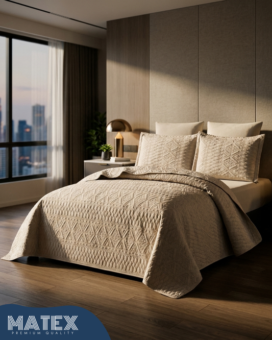Velora Luxe Sand Beige Bedspread