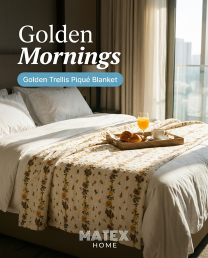 Golden Trellis Cotton Piqué Blanket