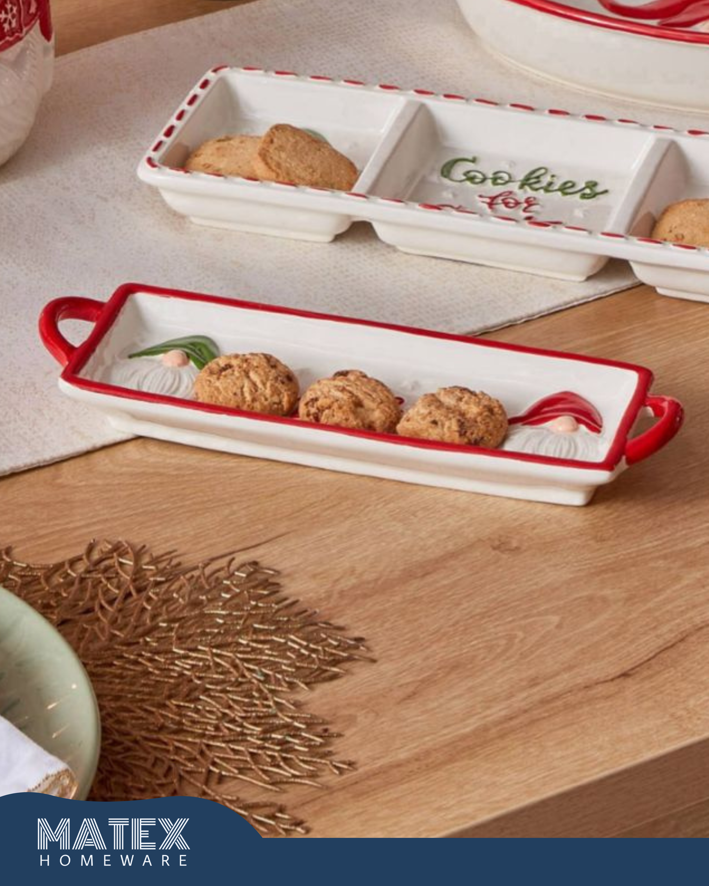 Merry Christmas Ceramic Tray - 28.5x9.5x3