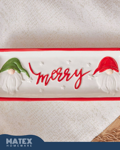 Merry Christmas Ceramic Tray - 28.5x9.5x3