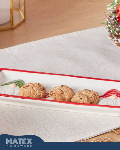 Merry Christmas Ceramic Tray - 28.5x9.5x3