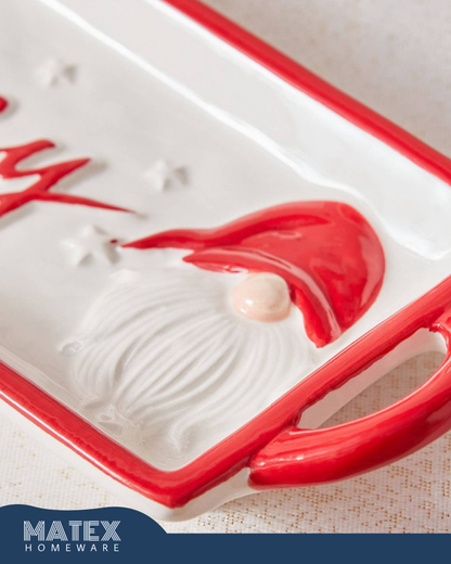 Merry Christmas Ceramic Tray - 28.5x9.5x3