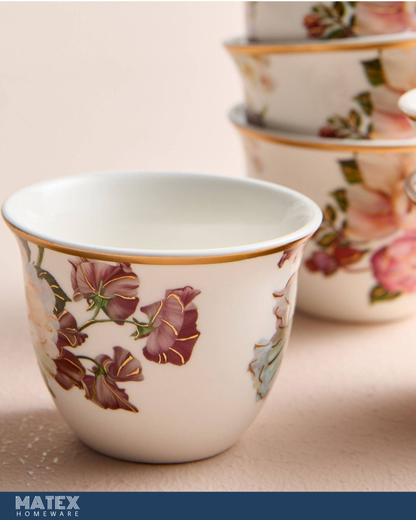 6-Piece Porcelain Qahwa Set - 60 ml, Serves 6