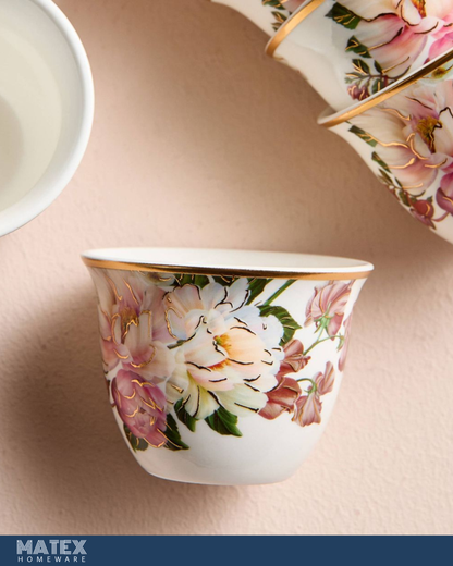 6-Piece Porcelain Qahwa Set - 60 ml, Serves 6