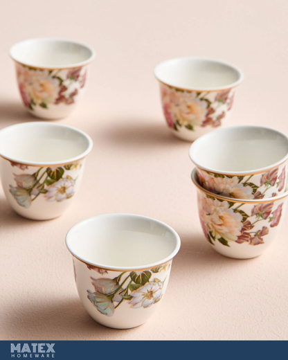 6-Piece Porcelain Qahwa Set - 60 ml, Serves 6