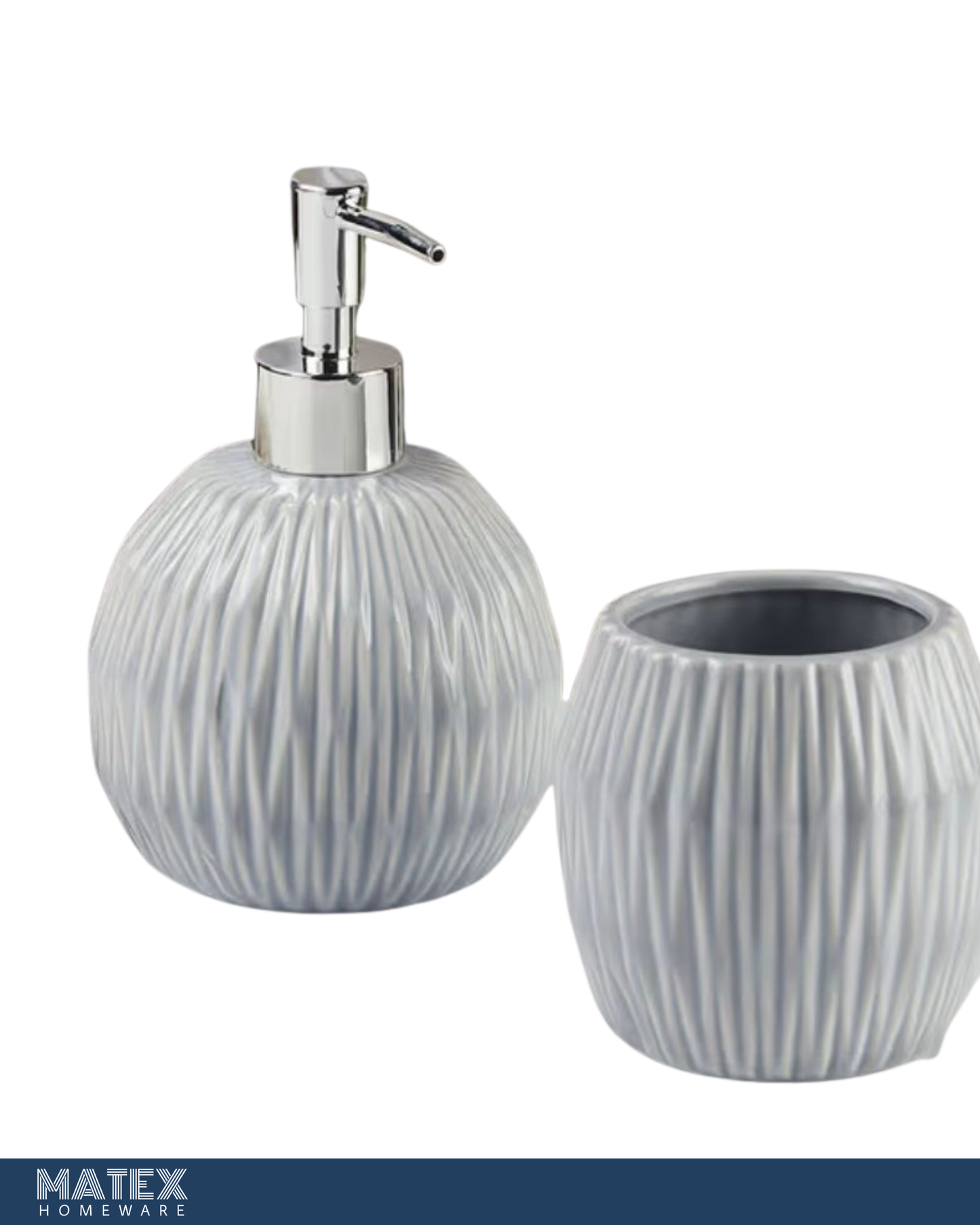 Ceramic Toothbrush Holder with Soap Dispenser Grey