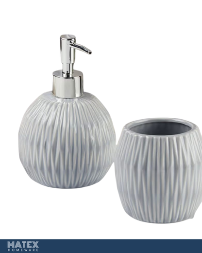 Ceramic Toothbrush Holder with Soap Dispenser Grey