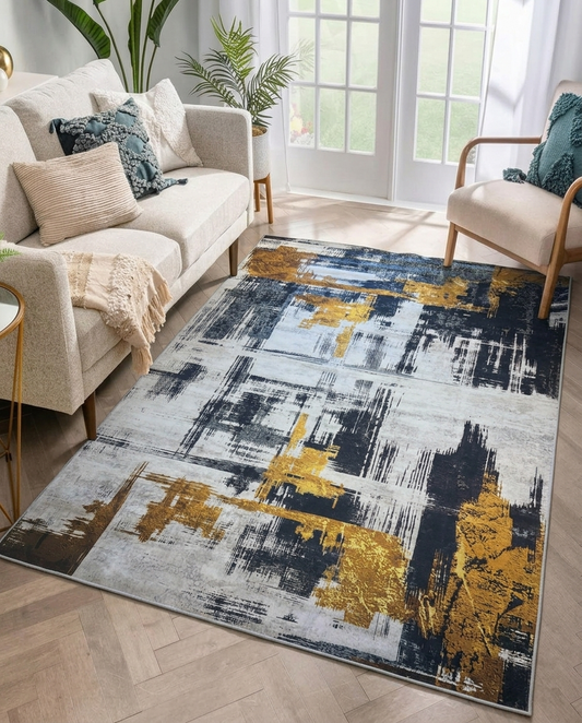 Midnight Gold Printed Soft Rug 160x230cm