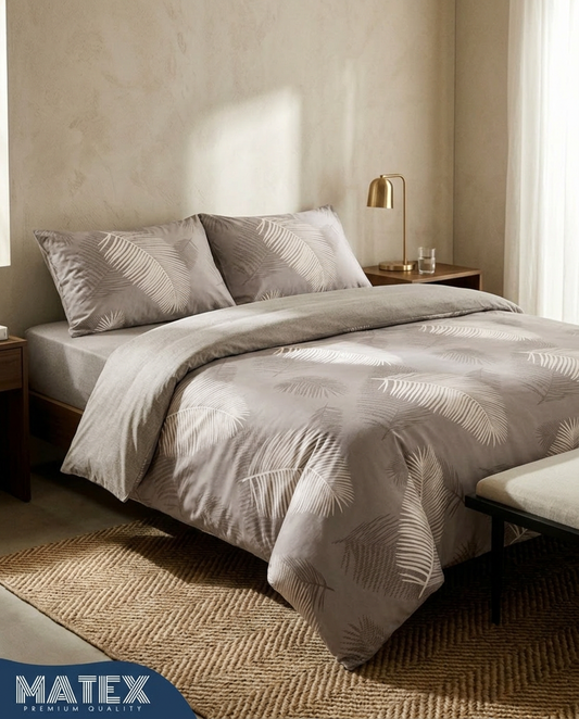 Single size GreigeLeaf Bed set 130 GSM (3 pcs)