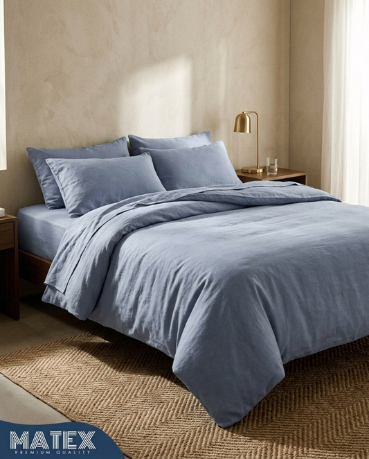 Powder Blue Bed Set Cotton 180TC