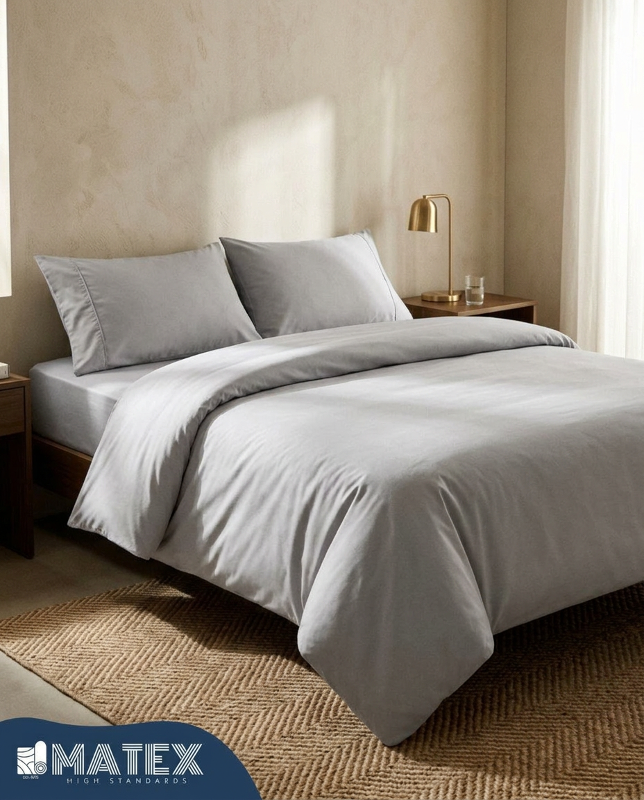 Grey Full Bed Set Cotton 180TC