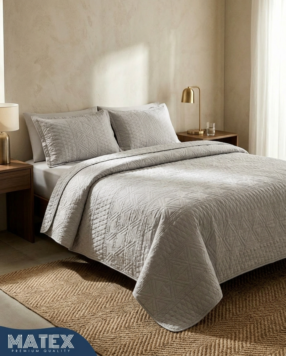 Velora Luxe Pearl Stone Bedspread couverlit