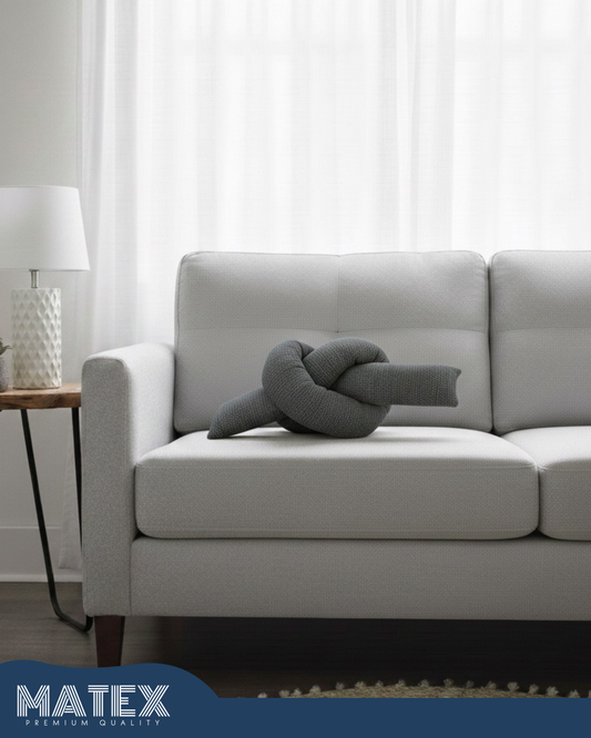 Dark grey Boucle knot pillow in Infinity knot, Decorative throw pillow 2 meters