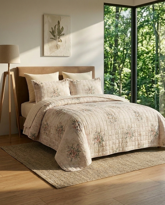 King Size Blush Petals Bedspread (4 Pcs)