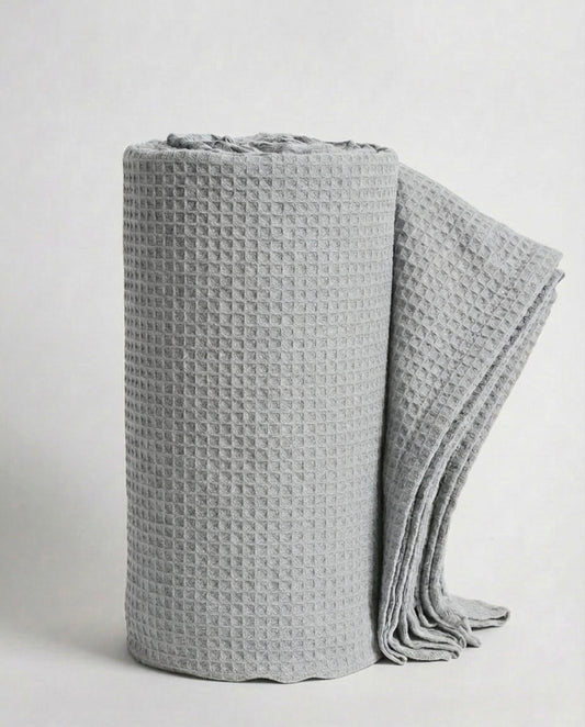 Grey Cotton Piqué Blanket