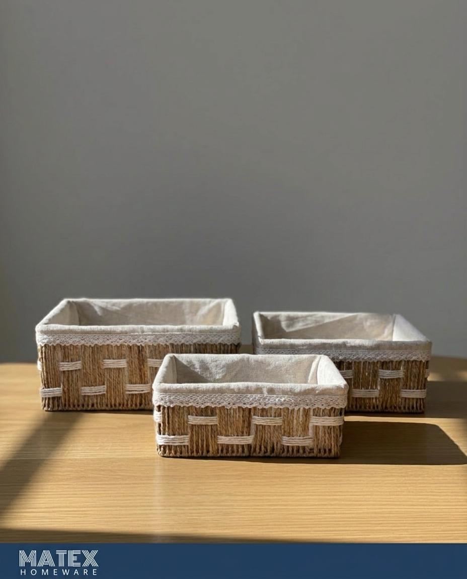 LinenWeave Storage Basket Set