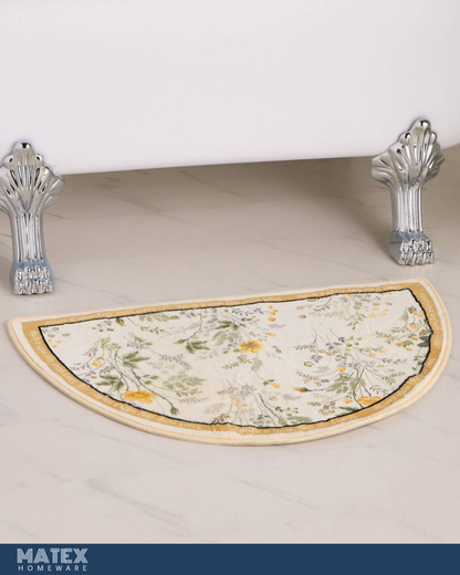Floral Print Semi Circle Bathmat - 80x50 cm