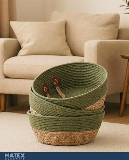 Woven Green Basket Pot or Multi-Use