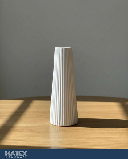 Fluted Grooved Ceramic Vase