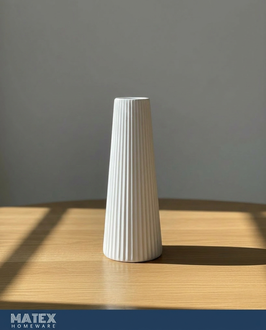 Fluted Grooved Ceramic Vase