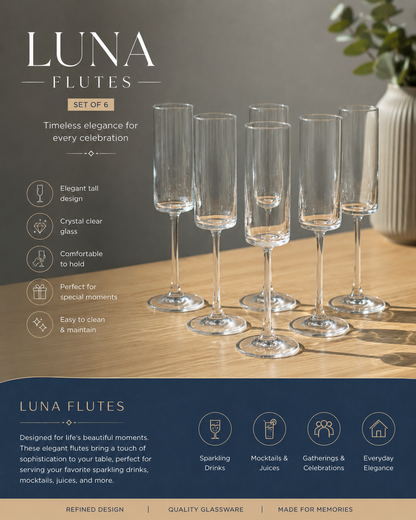 Luna Celebration Flutes (Set of 6)