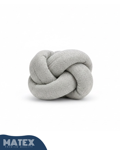 Off-White Boucle knot pillow in Infinity knot, Decorative throw pillow 2 meters