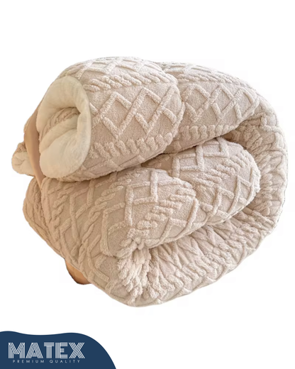 King Size Light Beige Thick Jacquard Sherpa Comforter