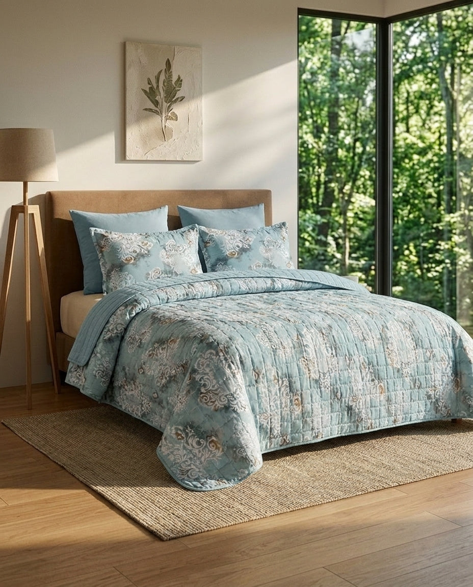 King Size Azure Royale Bedspread (4pcs)
