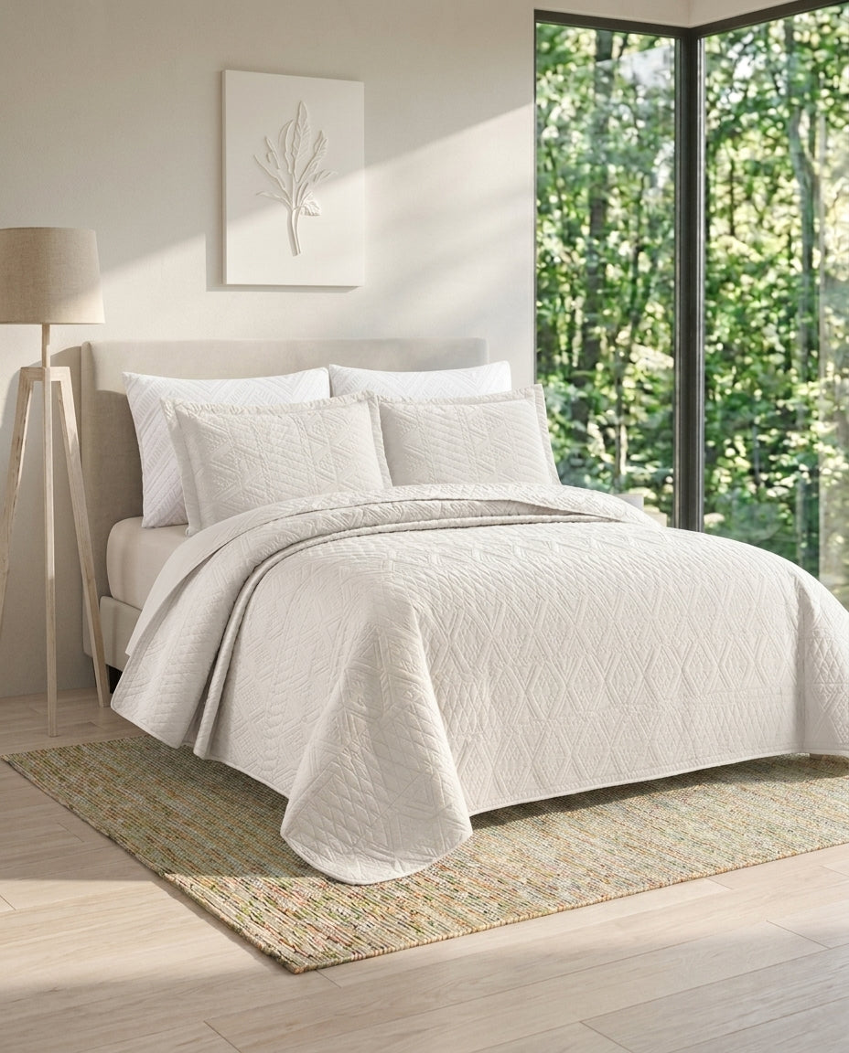 Velora Luxe Arctic Pearl Bedspread Set (6pcs)
