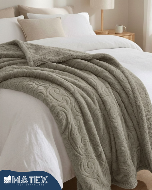 Bed Embossed Blanket With Sherpa Woollen