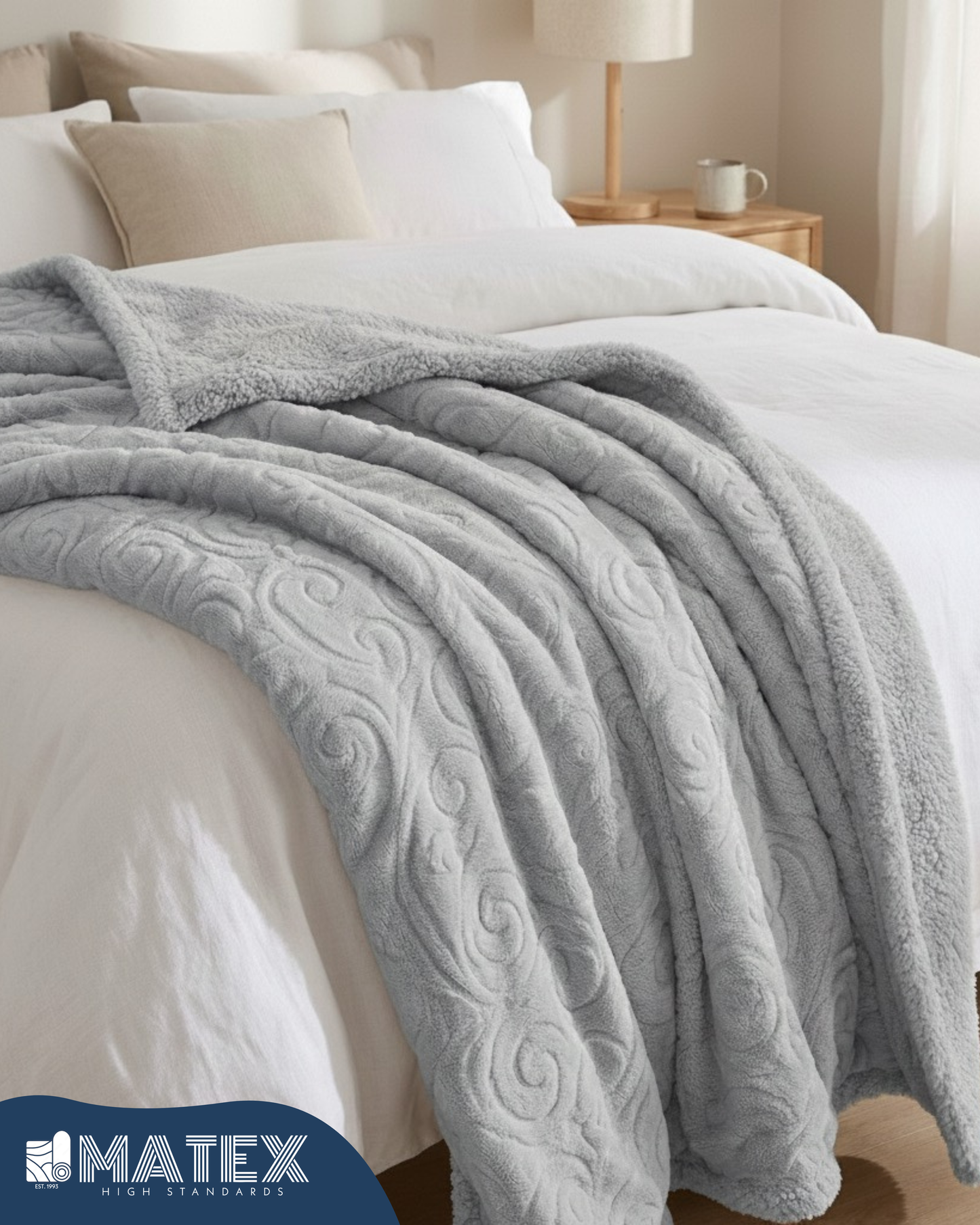Bed Embossed Blanket With Sherpa Woollen