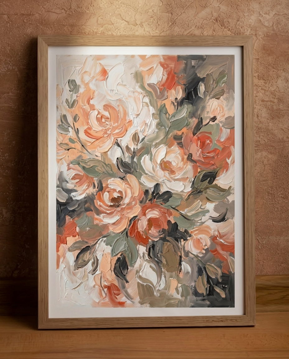 MATEX Framed Wall Art – Blush Bloom Symphony
