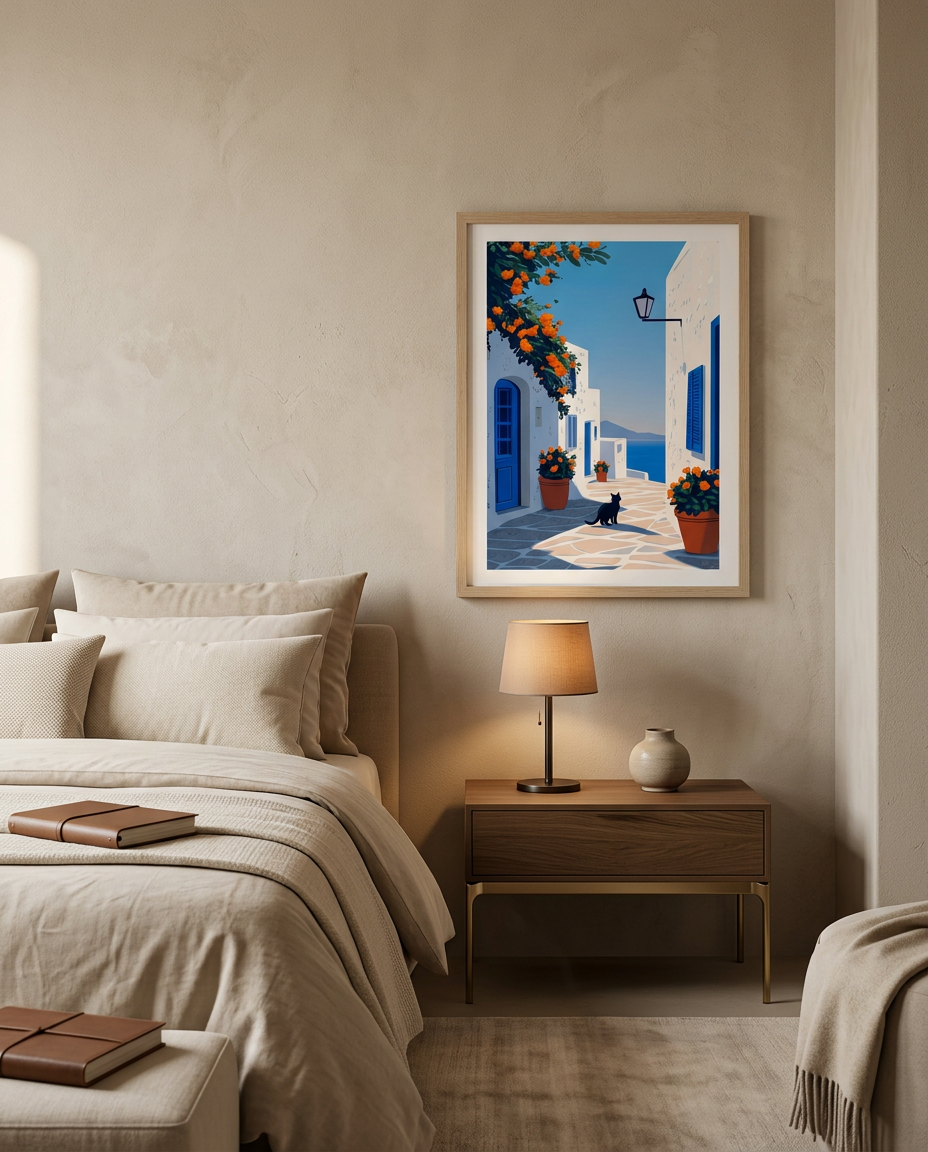 MATEX Framed Wall Art – Santorini Blue Passage
